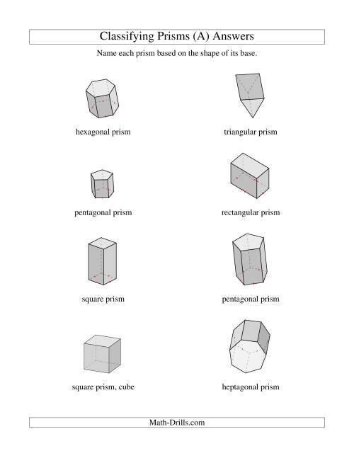 The Classifying Prisms (A) Math Worksheet Page 2