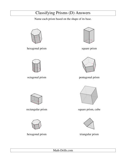 The Classifying Prisms (D) Math Worksheet Page 2