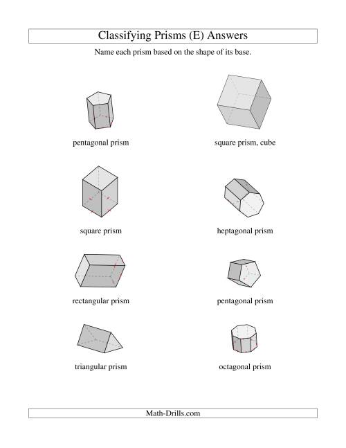 The Classifying Prisms (E) Math Worksheet Page 2