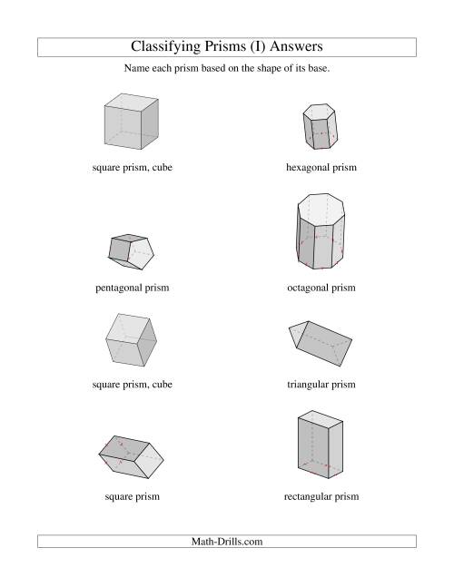 The Classifying Prisms (I) Math Worksheet Page 2