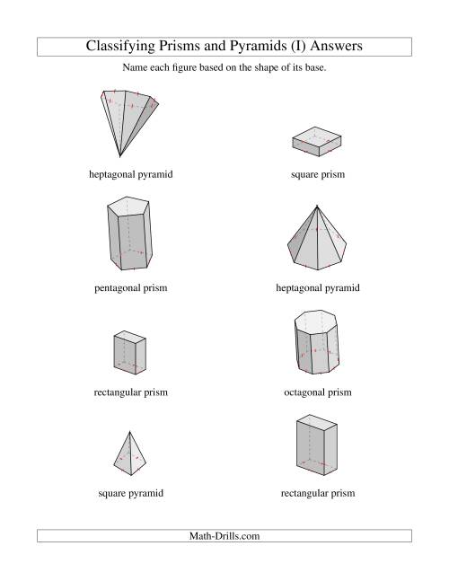 The Classifying Prisms and Pyramids (I) Math Worksheet Page 2