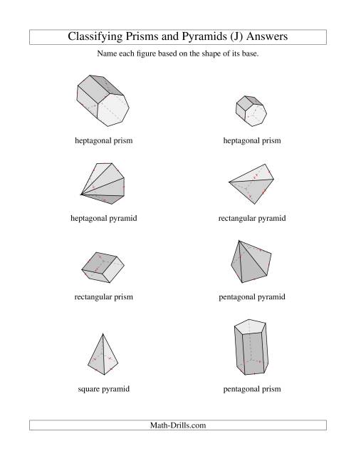 The Classifying Prisms and Pyramids (J) Math Worksheet Page 2