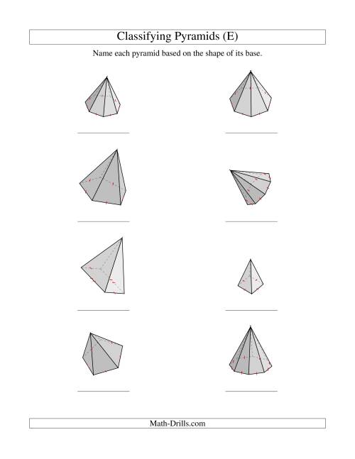 The Classifying Pyramids (E) Math Worksheet