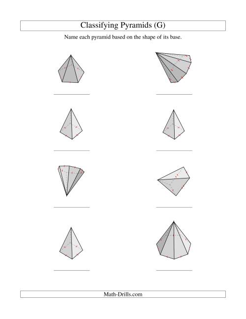 The Classifying Pyramids (G) Math Worksheet