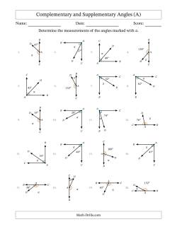 Complementary and Supplementary Angle Relationships with Rotated Diagrams