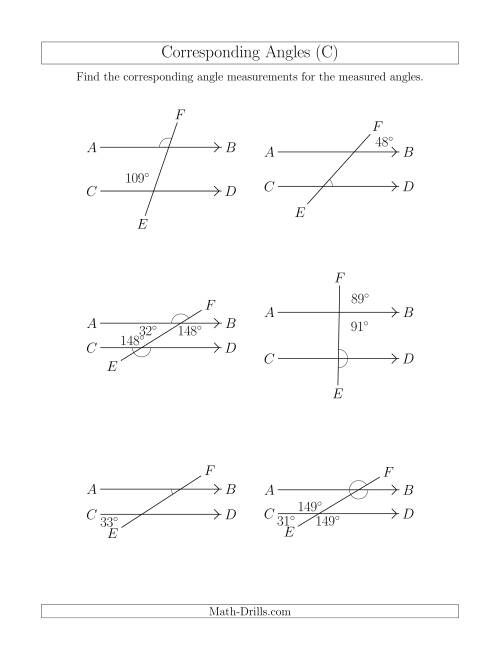 The Corresponding Angle Relationships (C) Math Worksheet
