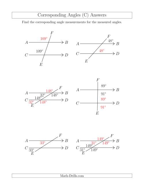 The Corresponding Angle Relationships (C) Math Worksheet Page 2