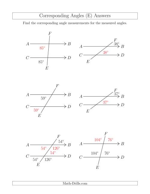 The Corresponding Angle Relationships (E) Math Worksheet Page 2
