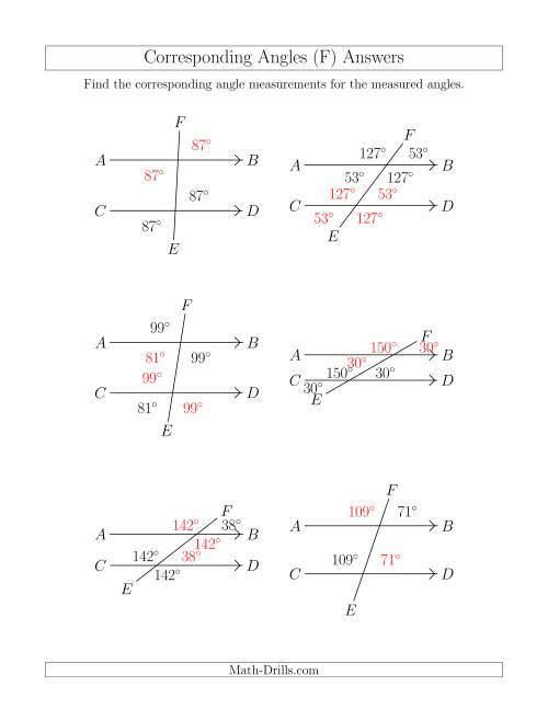 The Corresponding Angle Relationships (F) Math Worksheet Page 2