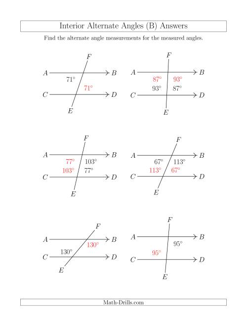 The Interior Alternate Angle Relationships (B) Math Worksheet Page 2