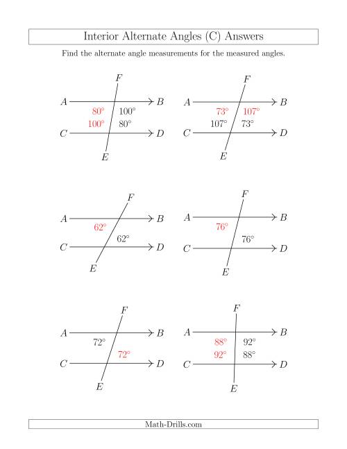 The Interior Alternate Angle Relationships (C) Math Worksheet Page 2