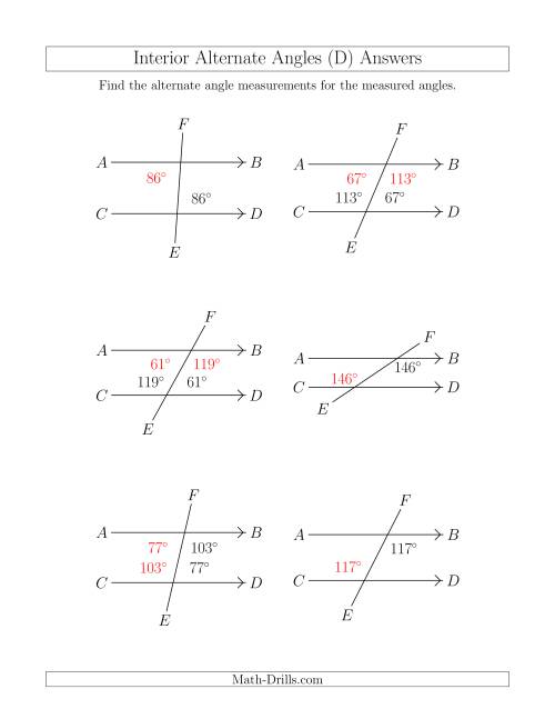 The Interior Alternate Angle Relationships (D) Math Worksheet Page 2