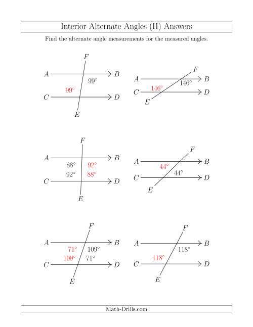 The Interior Alternate Angle Relationships (H) Math Worksheet Page 2