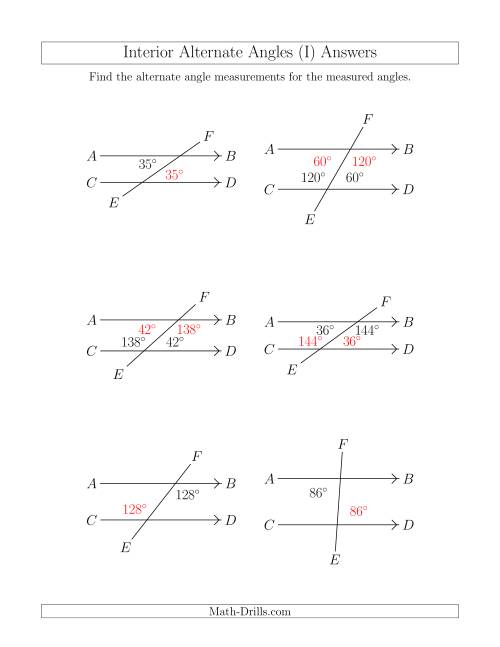 The Interior Alternate Angle Relationships (I) Math Worksheet Page 2