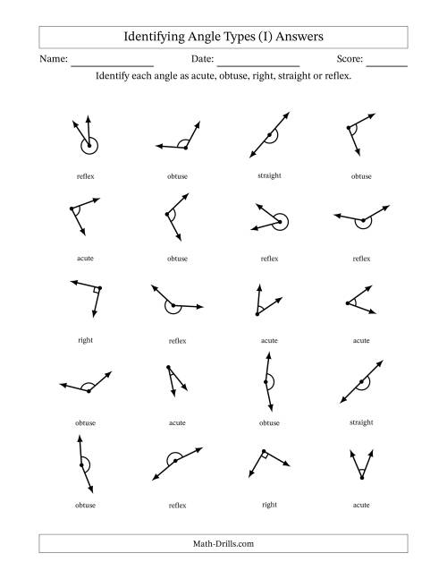 The Identifying Acute, Obtuse, Right, Straight And Reflex Angles With Angle Marks (I) Math Worksheet Page 2