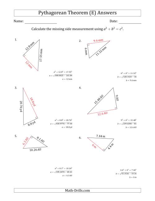 The Calculate a Cathetus Using Pythagorean Theorem (E) Math Worksheet Page 2