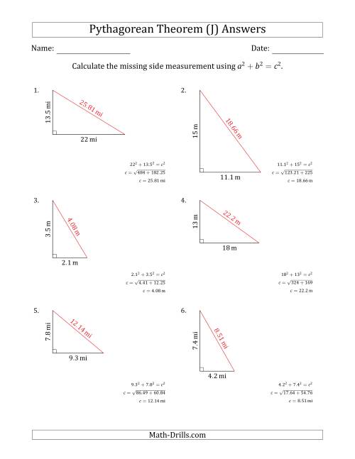 The Calculate the Hypotenuse Using Pythagorean Theorem (No Rotation) (J) Math Worksheet Page 2