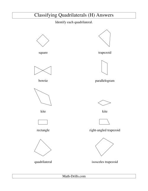 The Classifying Quadrilaterals (H) Math Worksheet Page 2