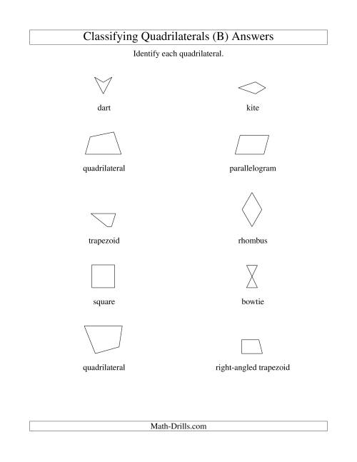 The Classifying Quadrilaterals (No Rotation) (B) Math Worksheet Page 2