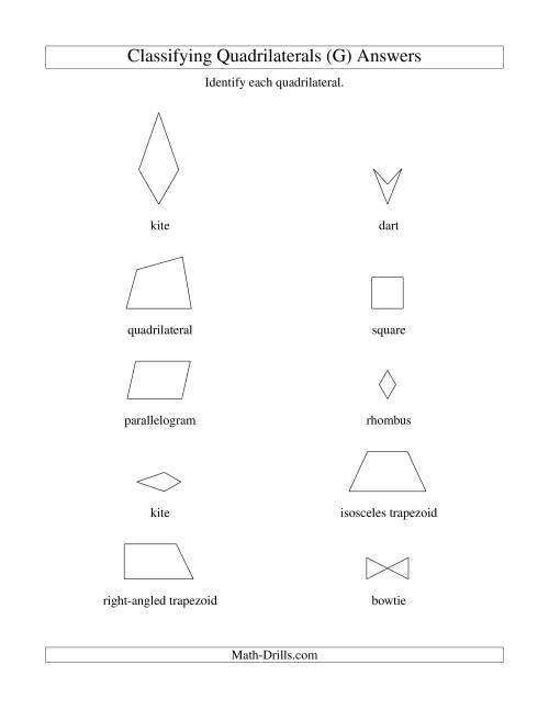 The Classifying Quadrilaterals (No Rotation) (G) Math Worksheet Page 2