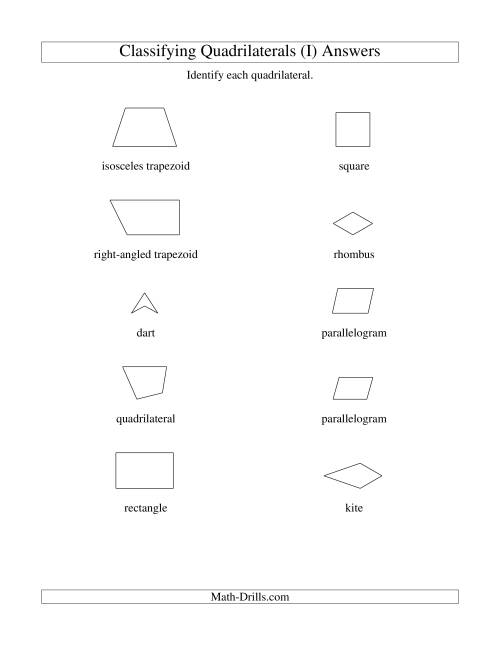The Classifying Quadrilaterals (No Rotation) (I) Math Worksheet Page 2