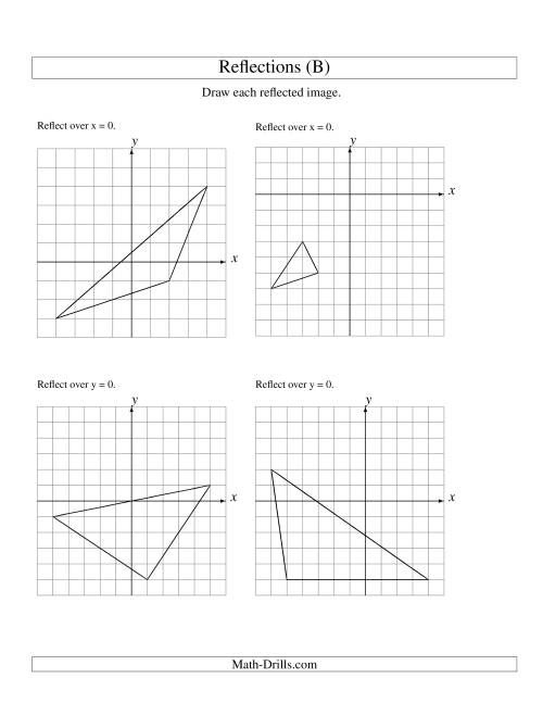 The Reflection of 3 Vertices Over the x or y Axis (B) Math Worksheet