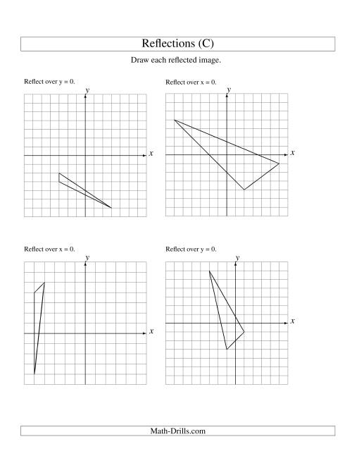 The Reflection of 3 Vertices Over the x or y Axis (C) Math Worksheet