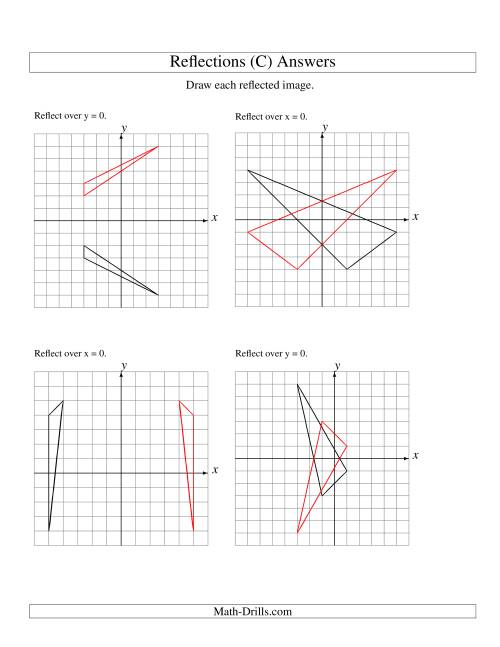 The Reflection of 3 Vertices Over the x or y Axis (C) Math Worksheet Page 2