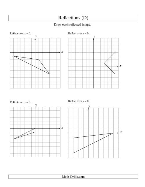 The Reflection of 3 Vertices Over the x or y Axis (D) Math Worksheet