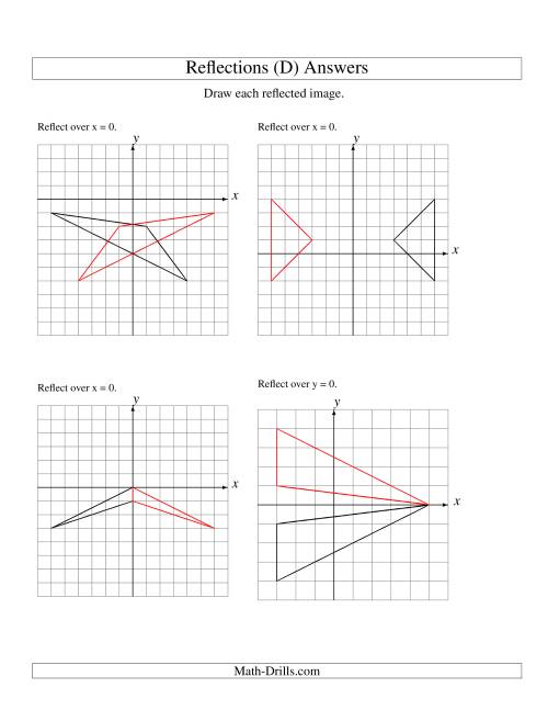 The Reflection of 3 Vertices Over the x or y Axis (D) Math Worksheet Page 2