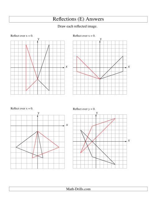The Reflection of 3 Vertices Over the x or y Axis (E) Math Worksheet Page 2
