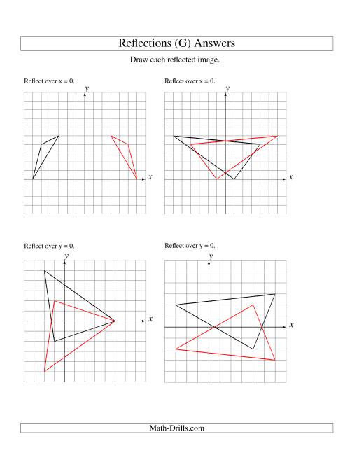 The Reflection of 3 Vertices Over the x or y Axis (G) Math Worksheet Page 2