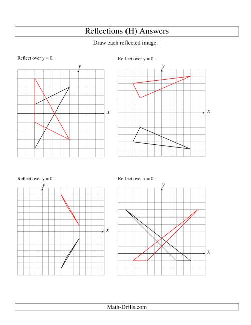 The Reflection of 3 Vertices Over the x or y Axis (H) Math Worksheet Page 2