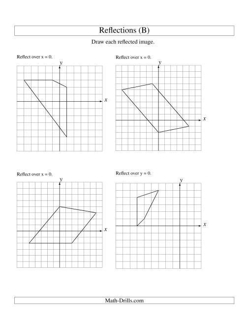 The Reflection of 4 Vertices Over the x or y Axis (B) Math Worksheet