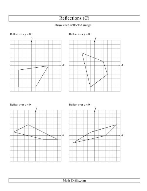 The Reflection of 4 Vertices Over the x or y Axis (C) Math Worksheet