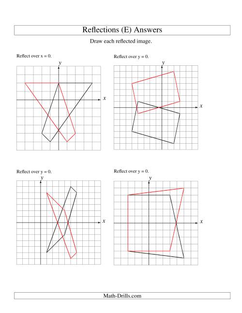 The Reflection of 4 Vertices Over the x or y Axis (E) Math Worksheet Page 2