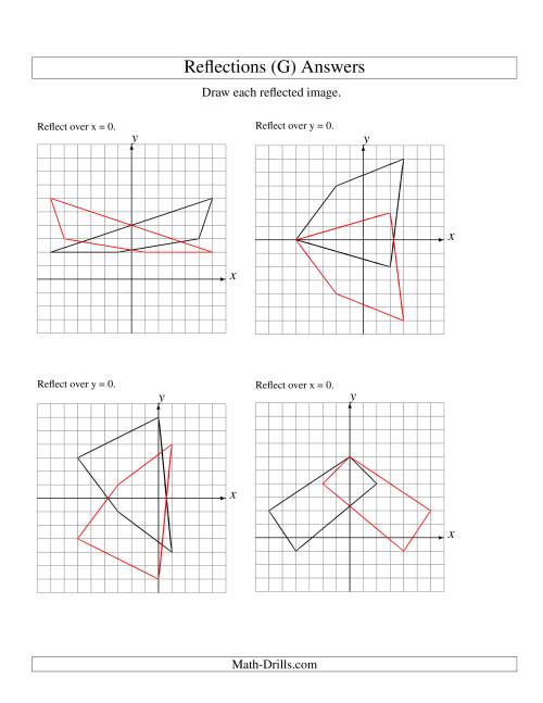 The Reflection of 4 Vertices Over the x or y Axis (G) Math Worksheet Page 2