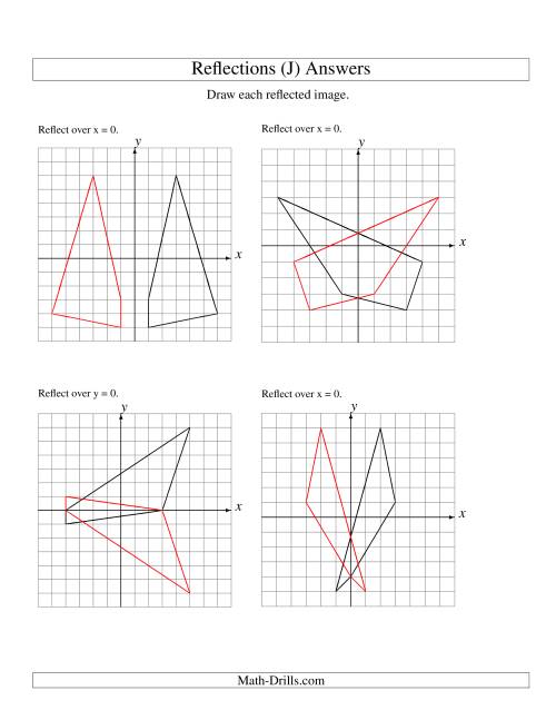 The Reflection of 4 Vertices Over the x or y Axis (J) Math Worksheet Page 2