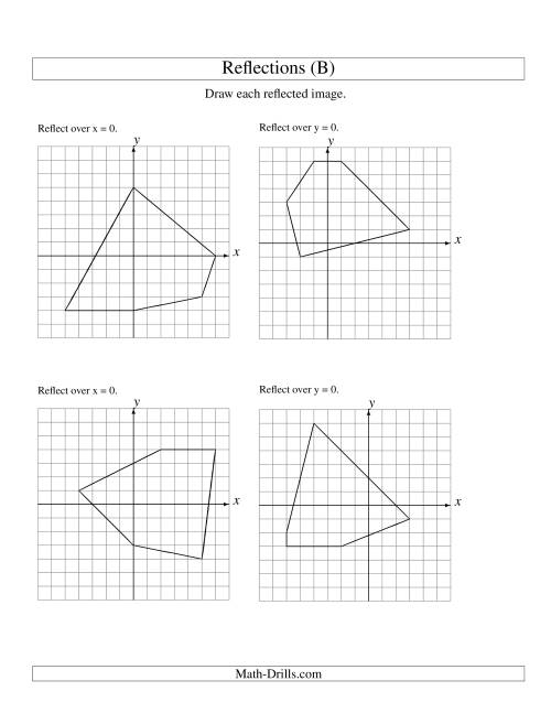 The Reflection of 5 Vertices Over the x or y Axis (B) Math Worksheet