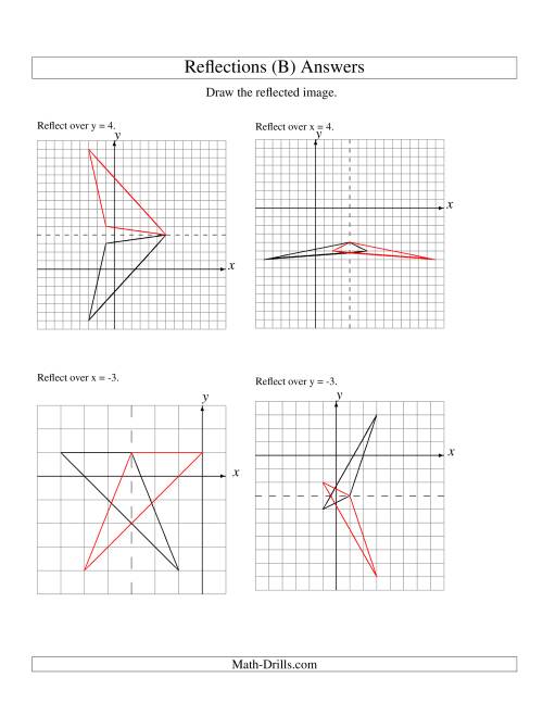 The Reflection of 3 Vertices Over Various Lines (B) Math Worksheet Page 2