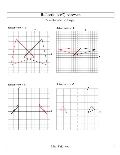 The Reflection of 3 Vertices Over Various Lines (C) Math Worksheet Page 2