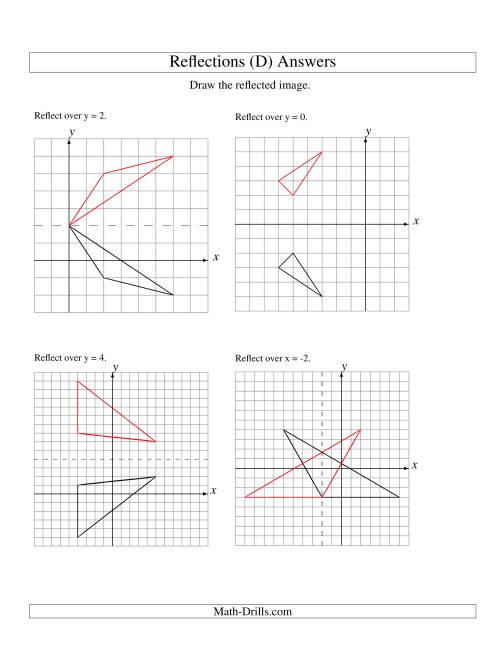 The Reflection of 3 Vertices Over Various Lines (D) Math Worksheet Page 2
