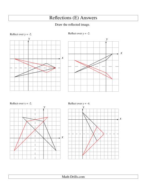 The Reflection of 3 Vertices Over Various Lines (E) Math Worksheet Page 2