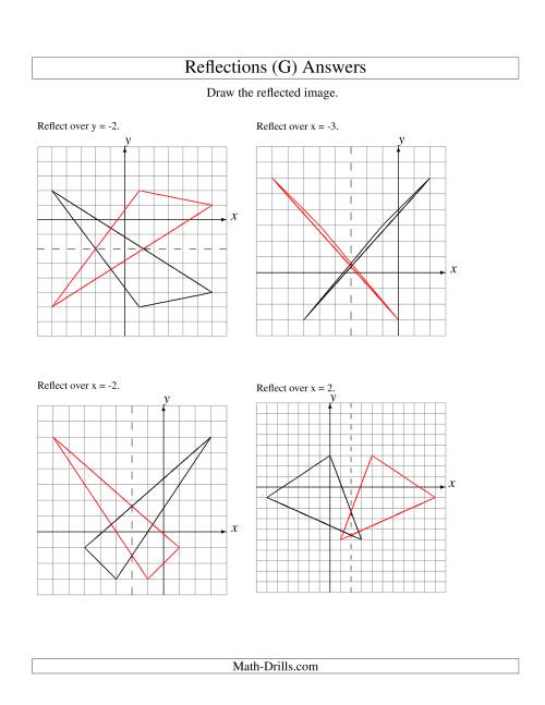 The Reflection of 3 Vertices Over Various Lines (G) Math Worksheet Page 2