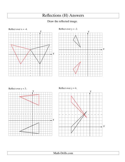 The Reflection of 3 Vertices Over Various Lines (H) Math Worksheet Page 2