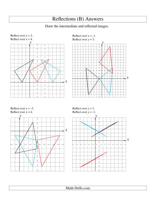 The Two-Step Reflection of 3 Vertices Over Various Lines (B) Math Worksheet Page 2