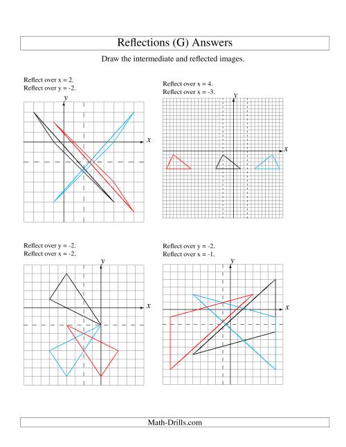 The Two-Step Reflection of 3 Vertices Over Various Lines (G) Math Worksheet Page 2