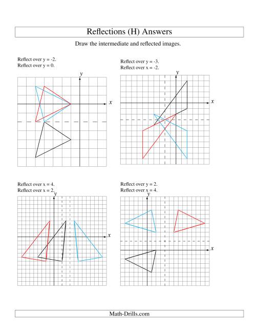 The Two-Step Reflection of 3 Vertices Over Various Lines (H) Math Worksheet Page 2