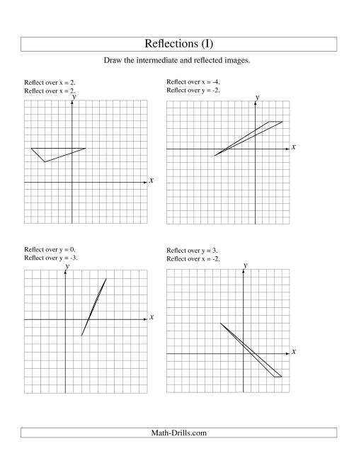 The Two-Step Reflection of 3 Vertices Over Various Lines (I) Math Worksheet