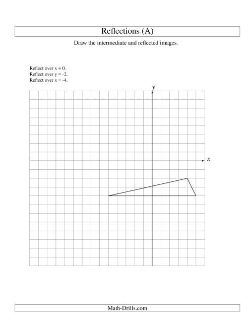The Three-Step Reflection of 3 Vertices Over Various Lines (A) Math Worksheet